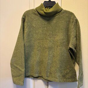 Women's Green Cotton Turtleneck Sweater - Size XL